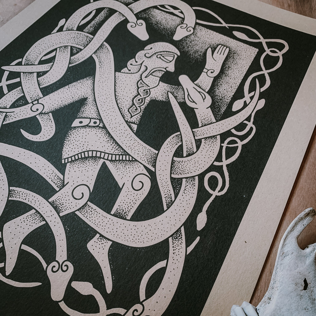 Snake Pit Ragnar Ragnar in the Snakepit - Nordictattoo Art-Print, Nordic Tattoo ...